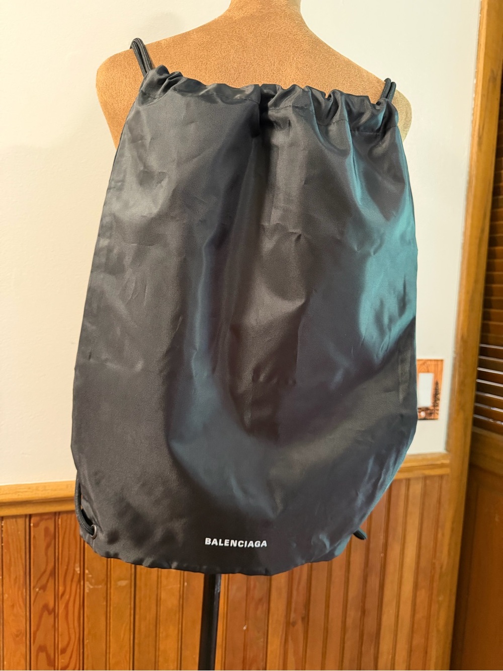 Balenciaga Black Nylon  Drawstring Dust Bag / Backpack